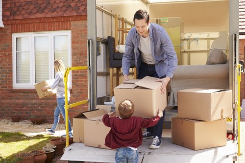 Reusable furniture and packing items prepared for charity donation