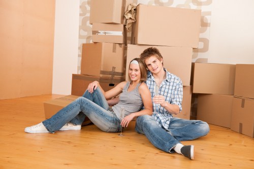 Moving team handling furniture during a scheduled relocation
