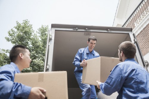 Organised workplace relocation boxes ready for transport