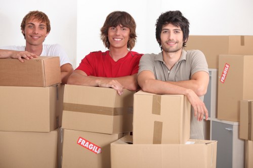 Packed student boxes prepared for removals in Teddington