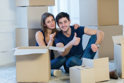 Packing and organising office equipment during a Teddington relocation service