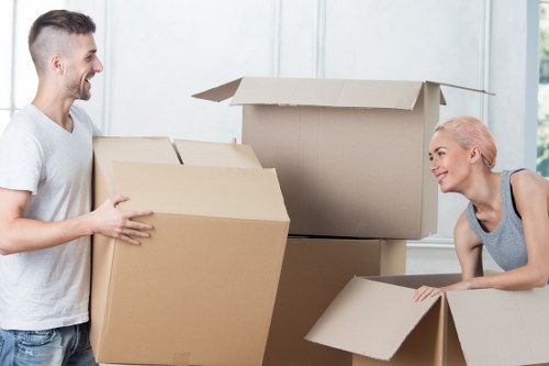 Packed moving boxes ready for house removals in Teddington
