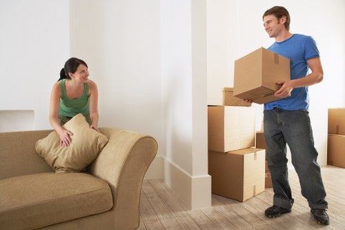 Household boxes and furniture prepared for transport