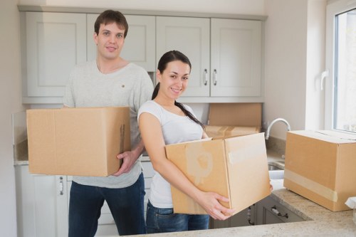 Carefully wrapped household items prepared for removal